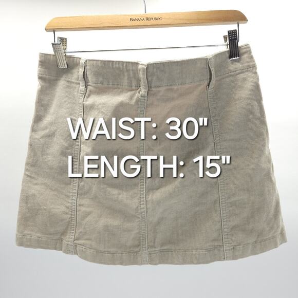 Forever 21 Corduroy Mini Skirt 30 M Nude Stretch Button Preppy Twee Y2K 70s - Picture 2 of 7